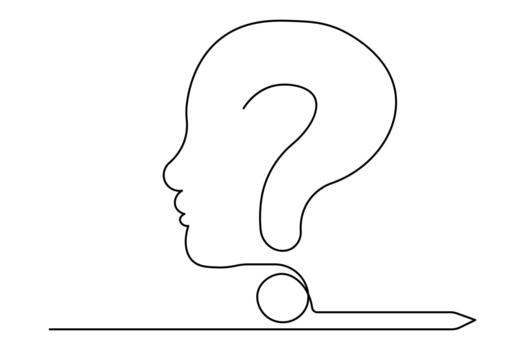 Question mark minimalist outline created in simple continuous one line illustration vector