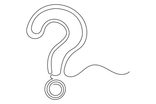Question mark continuous single line illustration in modern minimal outline art vector