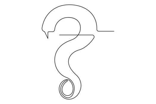 Question mark continuous line outline representation in modern minimalist style vector
