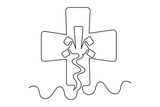 Simple outline illustration of health cross continuous single line drawing vector