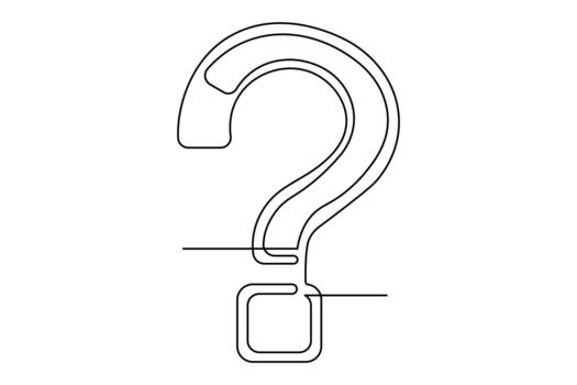 Question mark one line art illustration in simple minimalist isolate outline vector
