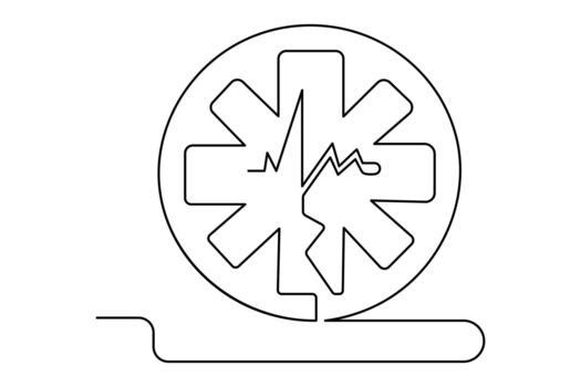Continuous line drawing of medical cross icon minimalist style isolate vector