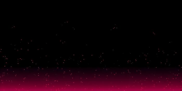 A black background features a bottom fuchsia glow with numerous small pink particles floating upwards photo