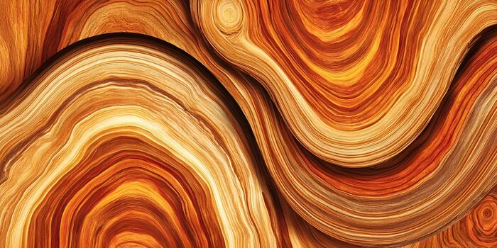 A beautiful abstract background features wavy golden and reddish brown wood grain patterns creating a natural fluid design photo