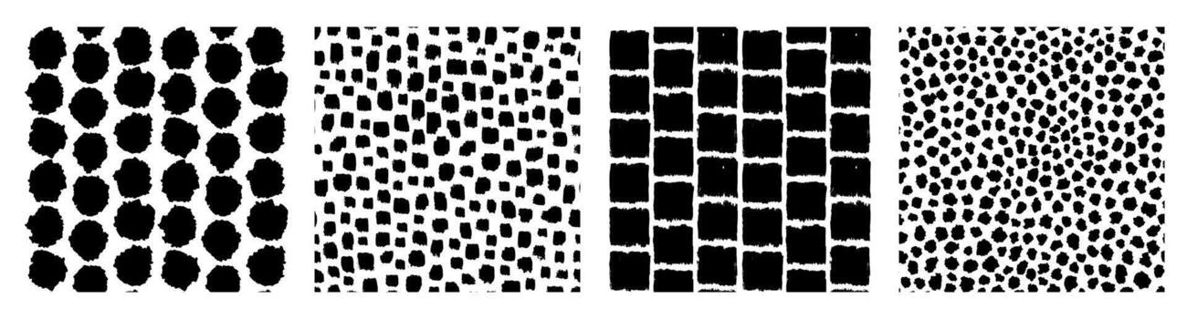 mano dibujado repetir imprimible sin costura modelo con resumen línea, punto, forma cepillo carrera en negro y blanco colores. boho antecedentes en minimalista estilo vector