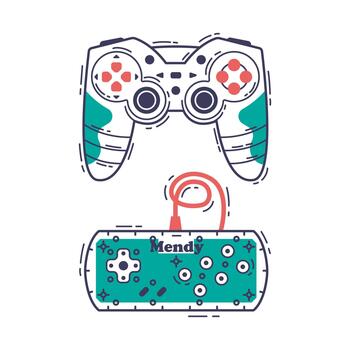 Gamepad as Game Controller and Input Device for Game Console Outline Set vector