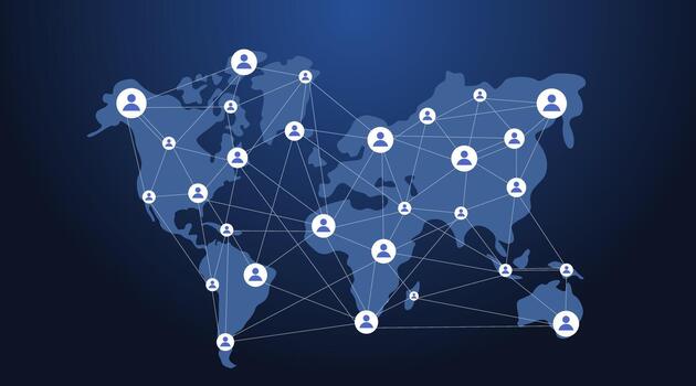 Global network connection concept. Big data visualization. Social network communication in the global computer networks. Internet technology. Business. Science. illustration. vector