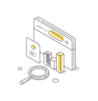 featuring a browser window, a card, and bar graphs,illustrating modern data analytics in design vector