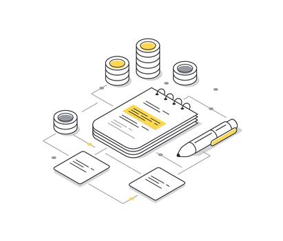 Audit process in business, Professionals evaluate financial records, Internal audit, third party verification, clear reports vector