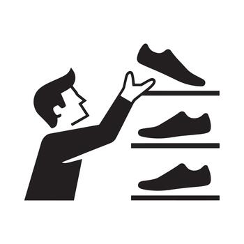 Man reaching for a shoe on a shelf vector