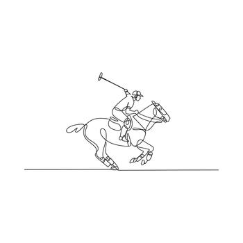 Dynamic sketch of a polo player in action on a galloping horse vector