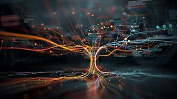 astratto digitale Rete dati visualizzazione raffigurante complesso connessioni e flussi video