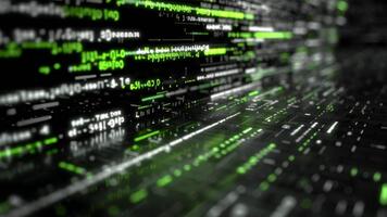 abstrato digital código uma futurista Visão do dados fluxo e em formação em processamento video