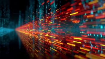 dynamisch stromen van gloeiend digitaal gegevens lijnen in een snel cyberruimte, symboliseert snel informatie overdracht, netwerk connectiviteit, en Geavanceerd technologisch concepten video
