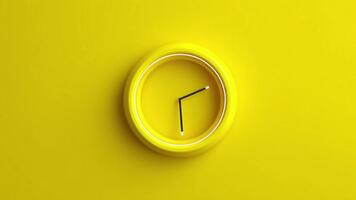 minimalistisk gul vägg klocka på en vibrerande gul bakgrund representerar de begrepp av tid och tidsfrister i en modern abstrakt stil video