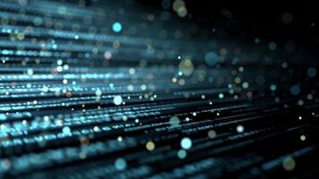 Dynamic abstract background with glowing particles and data stream simulating a futuristic digital network connection. Modern visualization of information flow and communication video