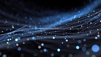astratto dati ruscello visualizzazione con blu raggiante nodi e collegato Linee video
