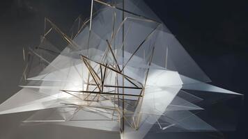 abstrakt strukturera med transparent plan och metall ramverk på mörk bakgrund konst bit video