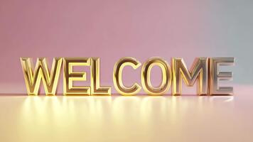 erfarenhet en värma Välkommen med skimrande guld brev, perfekt för inspirerande meddelanden och skapande en positiv, inbjudande atmosfär för tittare och besökare lika video