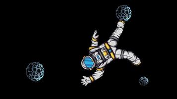 ett astronaut flytande i Plats med några asteroider video