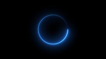 brilhando néon círculo animação com Preto fundo. 4k video