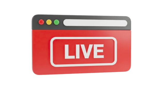 Vibrant red live stream window broadcasting online content creating a sense of immediacy and excitement for viewers in the digital space png