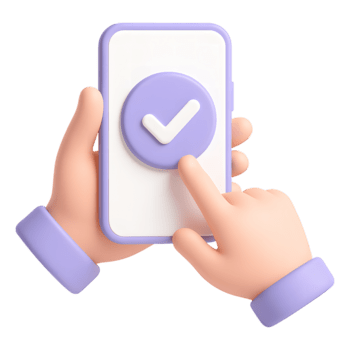 3d icona di mano Tenere smartphone con segno di spunta isolato su trasparente sfondo 3d interpretazione png