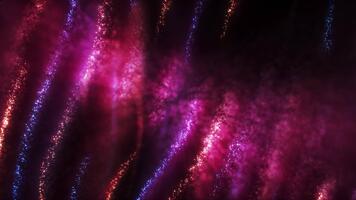 digital ondas do colorida poeira partículas. abstrato tecnológica fundo fez do pontos. futurista ondulado superfície do comovente multicolorido partículas. grande dados visualização. desatado looping video