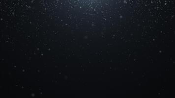 Realistic flying snow on a dark background. 4K animation. Snowfall overlay, winter background, slow-falling snow effect. Abstract background with particles. Animated winter weather. video