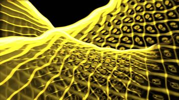 abstrato dourado malha fluindo fundo digital rede onda e dados rede ciclo video