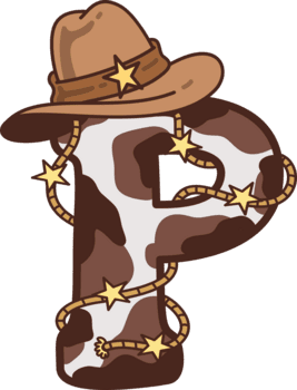 vaqueiro maiúscula alfabeto p decoração ilustração png