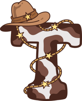 vaqueiro maiúscula alfabeto t decoração ilustração png