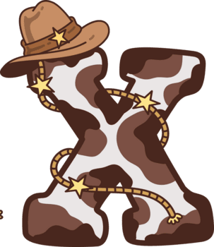 vaqueiro maiúscula alfabeto x decoração ilustração png