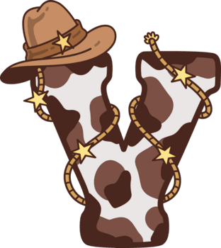 vaqueiro maiúscula alfabeto v decoração ilustração png