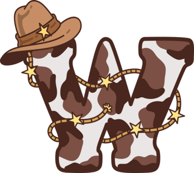 vaqueiro maiúscula alfabeto W decoração ilustração png