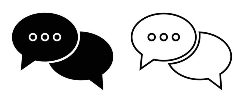 habla burbujas íconos representando en línea comunicación y instante mensajería, con sólido negro y contorno versiones, Perfecto para web diseño, aplicación interfaces, y digital proyectos vector