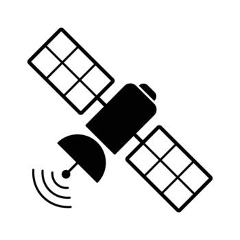 satélite icono enviando inalámbrico señales, representando global comunicación, espacio tecnología, Internet conectividad, radiodifusión, telecomunicación, y en todo el mundo red cobertura. vector