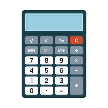 Digital calculator illustration, clean flat design. essential for finance, accounting, business, education, mathematics. perfect tool for calculations, budgeting, tax, and arithmetic. vector