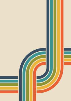 Retro curved stripes moving abstract design background vector