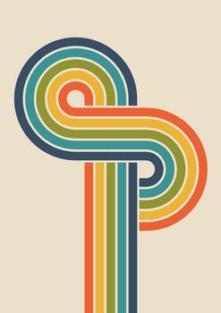 Retro curved stripes forming an abstract geometric design vector