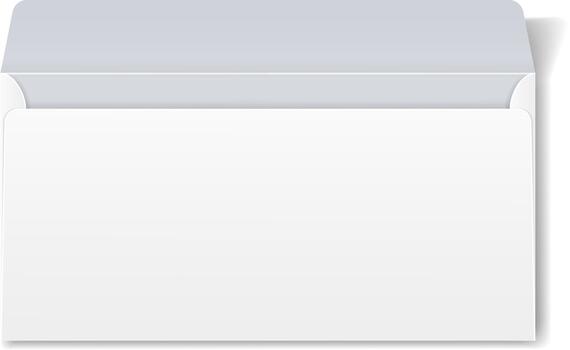 White open envelope presenting blank copy space vector