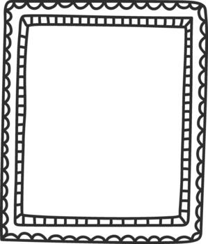 Hand drawn doodle rectangular frame with scalloped border vector