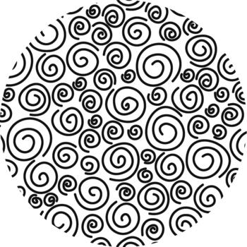 Black and white doodle spirals creating a dynamic hand drawn pattern vector