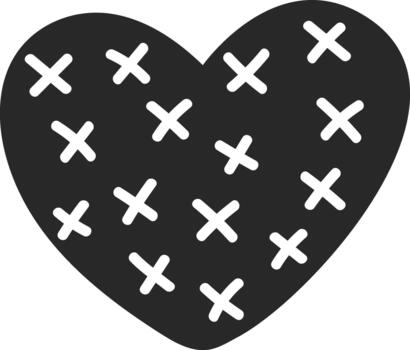Heart shape graphic pattern with many crosses vector