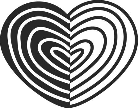 Heart shape illustrating duality with concentric line pattern vector