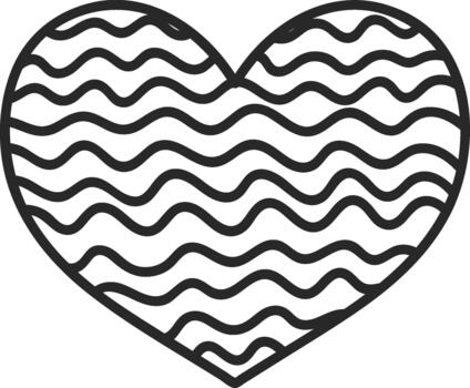 Heart shape outline with wavy pattern illustration vector