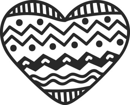 Heart symbol featuring abstract decorative doodle patterns vector