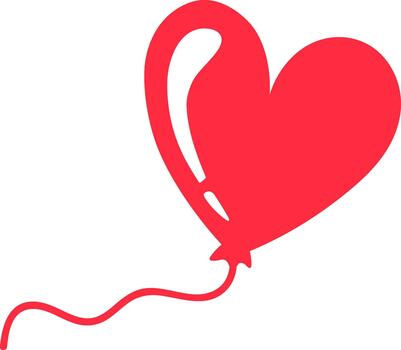 Heart balloon floating with string on white background vector