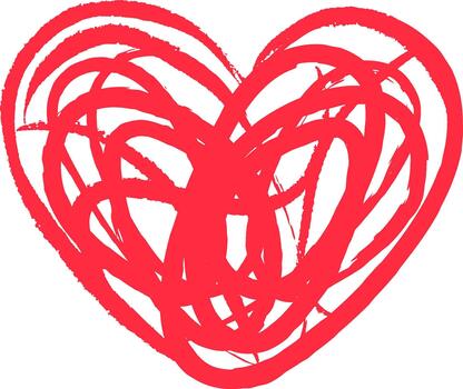 Scribbled red heart expressing emotional complexity vector