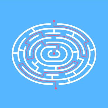 Oval maze showing clear path to solution vector